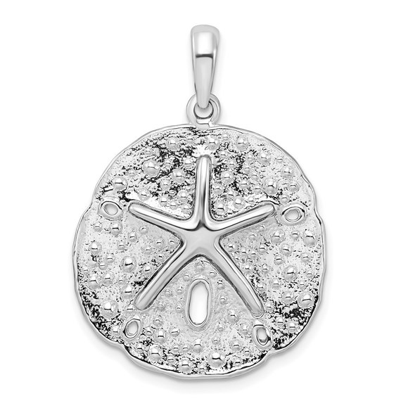 925 Sterling Silver Sand Dollar Necklace Charm Pendant 34.04mm X 25.04mm